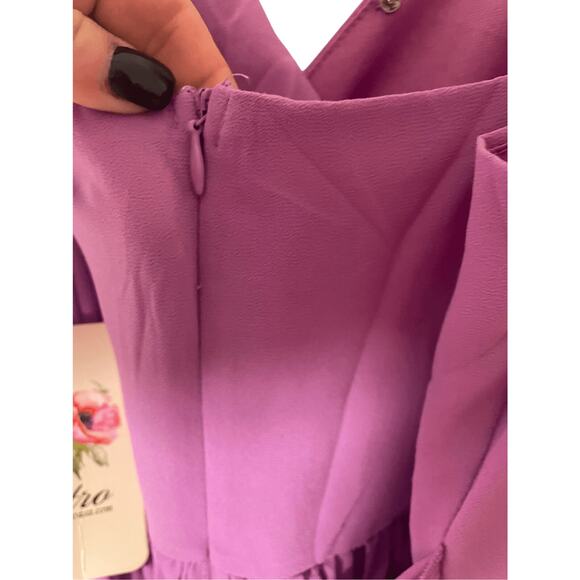 NWT Entro High Low Pink Purple Split Chiffon Spaghetti Strapped Romper - Picture 8 of 8